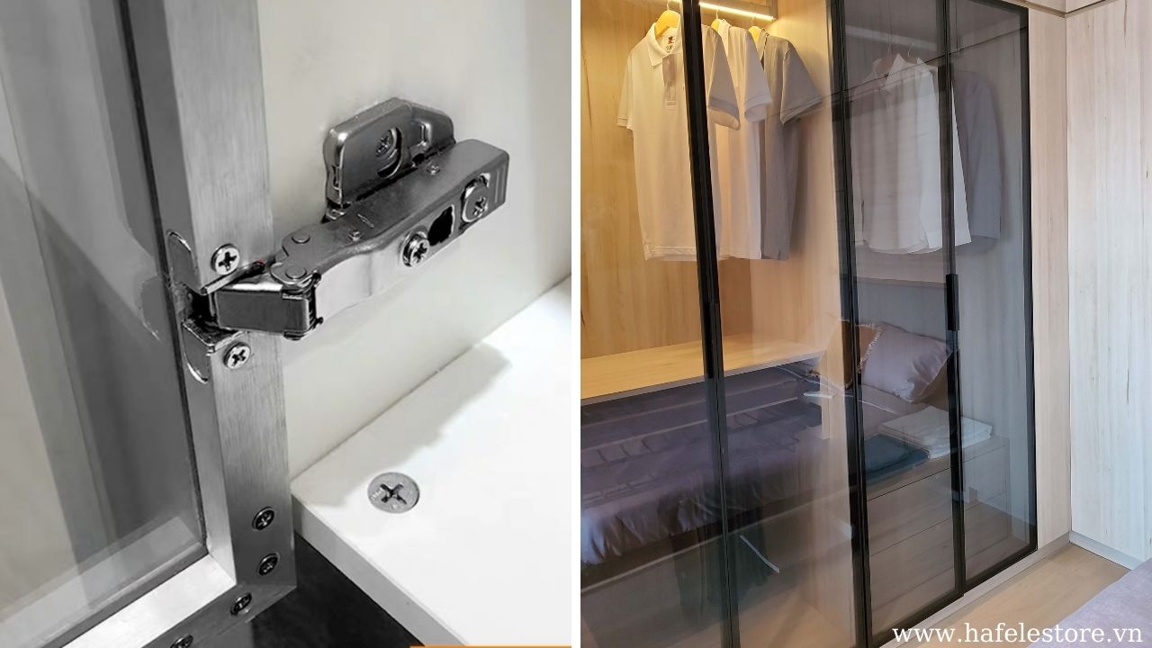 Bản lề khung nhôm cho tủ quần áo