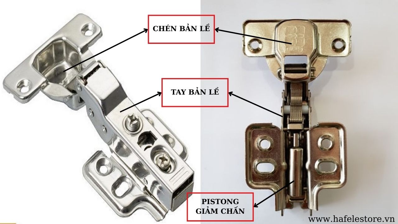Cấu tạo của bản lề giảm chấn cong vừa