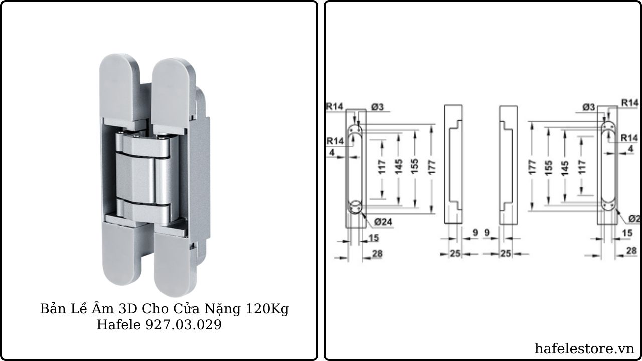 Bản lề âm cửa Hafele 927.03.029 có độ gia công chính xác cao