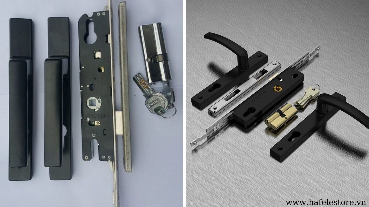 Bộ khóa đa điểm cho cửa nhôm từ thương hiệu KinLong và Huy Hoàng