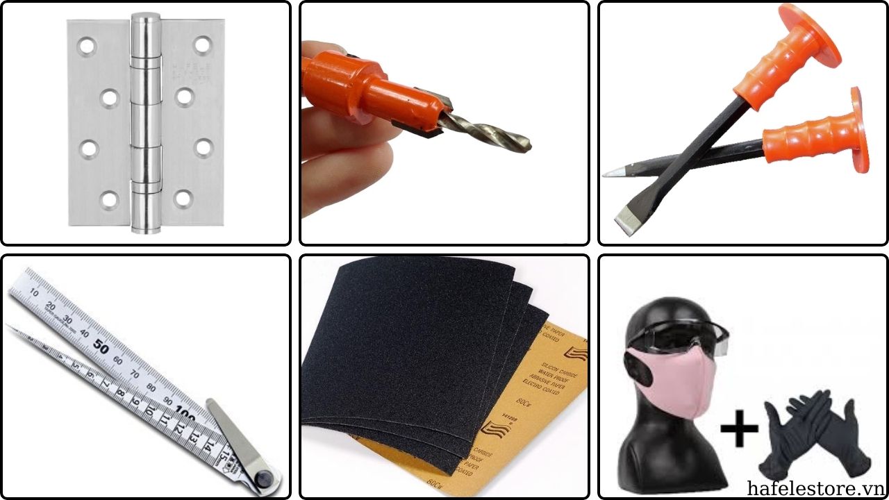 Chuẩn bị dụng cụ khi lắp bản lề cửa gỗ