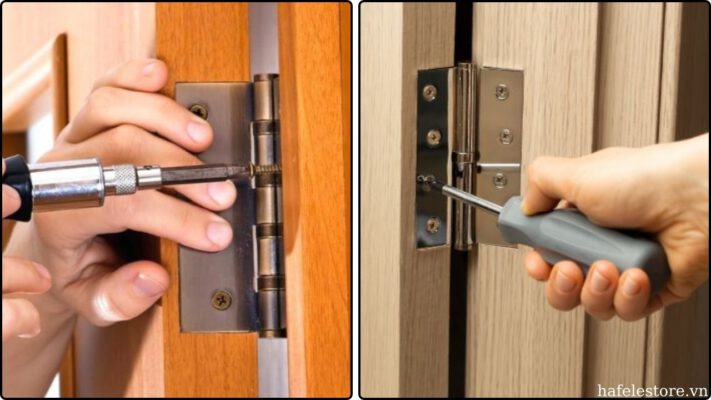 Lắp bản lề cửa gỗ hoàn chỉnh