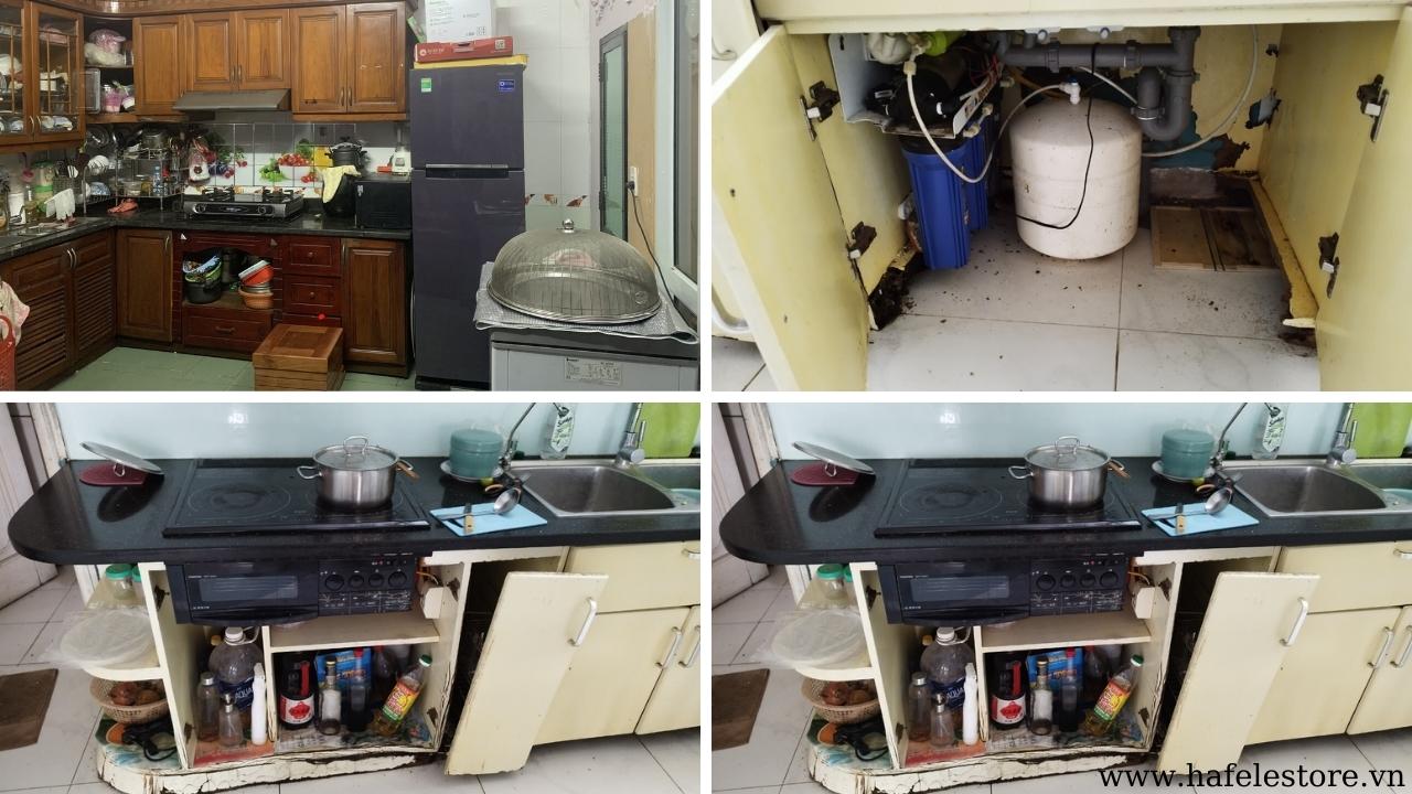 Tủ bếp quá cũ, gỗ yếu hoặc mục