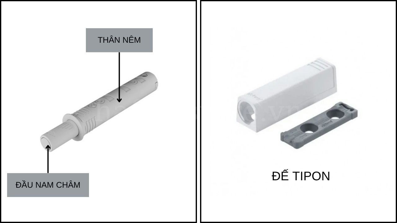 Cấu Tạo Của Nêm Nhấn Tủ Tipon Nam Châm Hafele