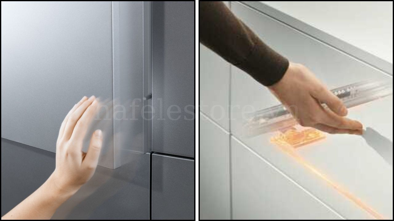 Cơ chế bật mở tự động của nêm nhấn tủ Hafele