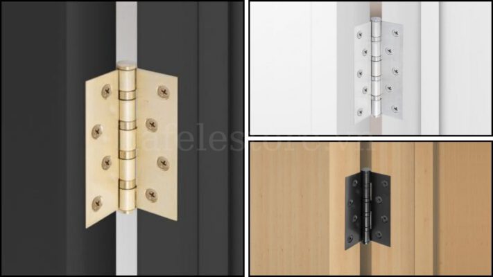 Dùng bản lề lá 4 vòng bi cho cửa gỗ nặng giúp đóng mở êm ái và có tính thẩm mỹ