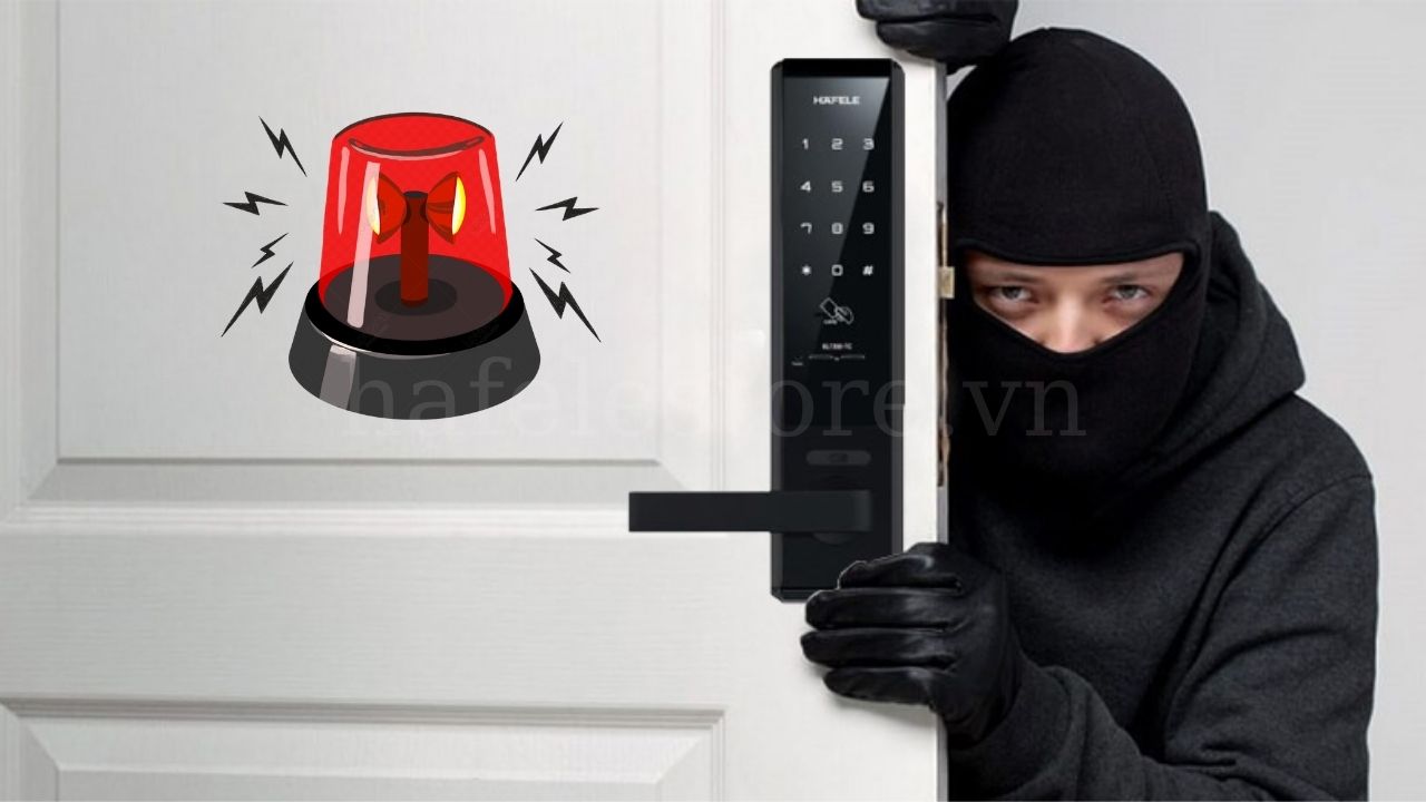 Khóa điện tử Hafele phát âm thanh báo động lớn để cảnh báo khi có trộm đột nhập