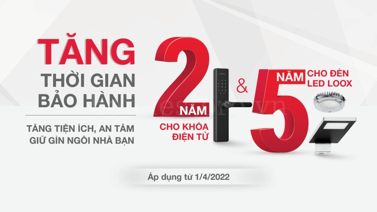 Khóa điện tử chính hãng Hafele được bảo hành 2 năm tính từ ngày mua