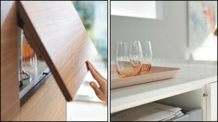 Nêm nhấn Tip-On trong thiết kế tủ bếp không tay nắm