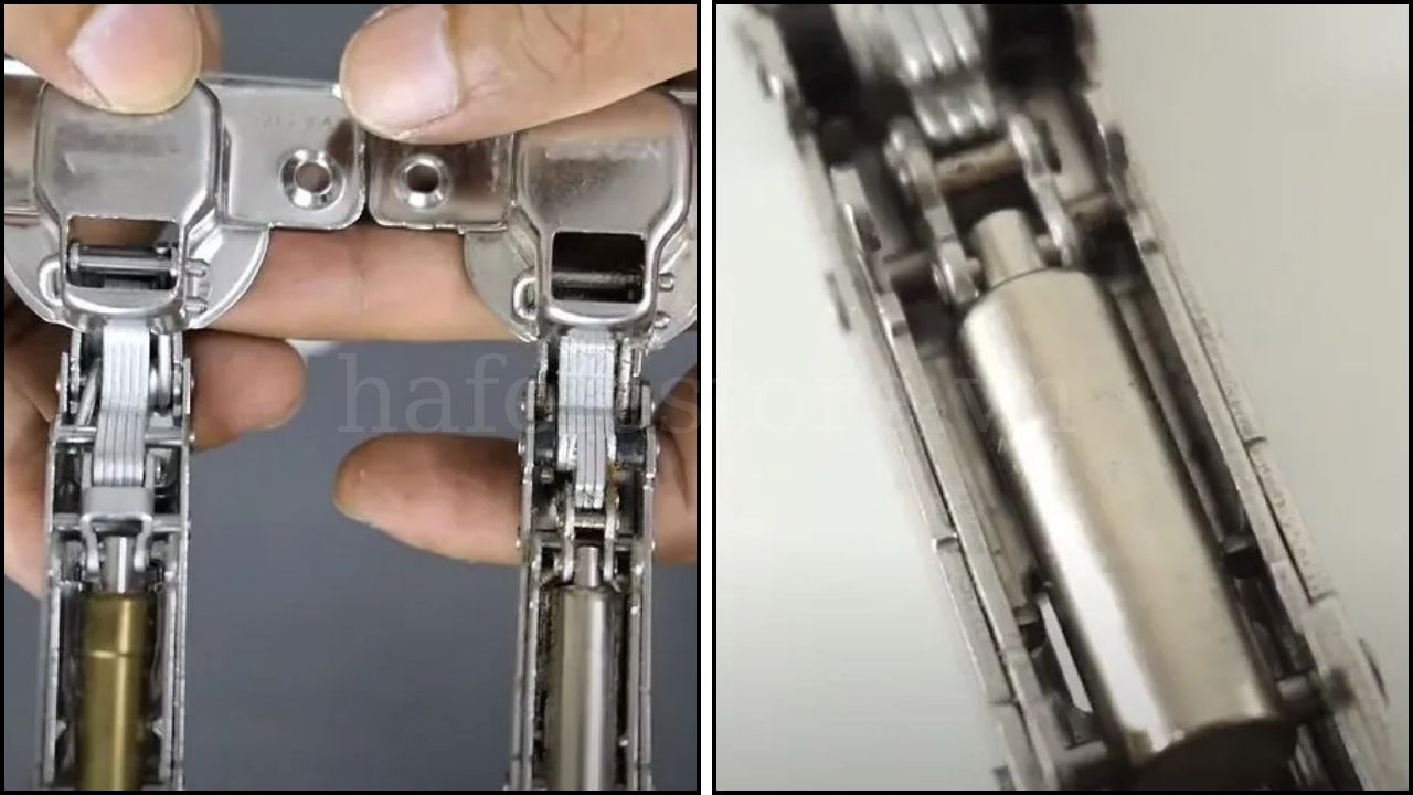 Pistong giảm chấn của bản lề giúp cửa đóng từ từ, êm ái