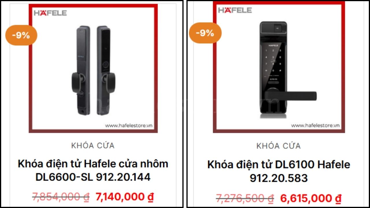 So Sánh Giá Thành Hai Dòng Khóa Cửa Vân Tay Hafele