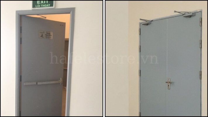 Tay co thủy lực được lắp cùng cửa thép chống cháy
