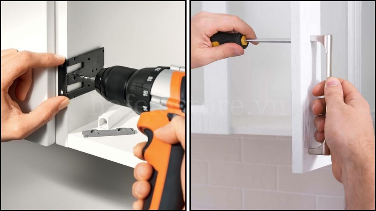 Tay nắm truyền thống có lợi thế về chi phí, trong khi Tip-on đáng đầu tư hơn cho tủ cao cấp