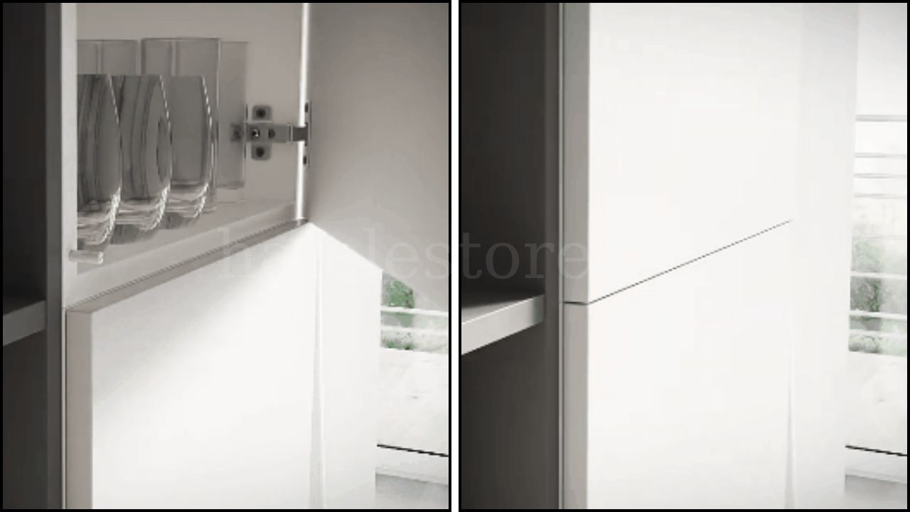 Ứng dụng của nêm nhấn tủ Hafele