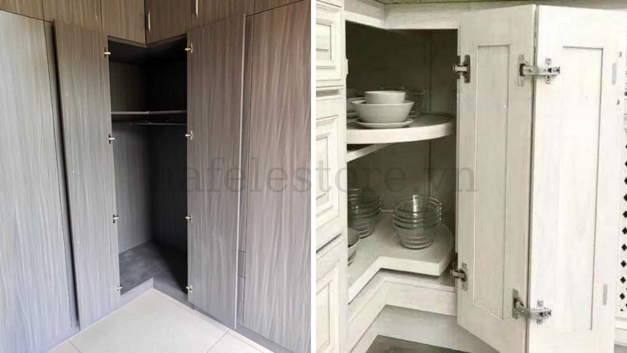 Ứng dụng thực tế của bản lề 165 độ trong tủ bếp và tủ quần áo
