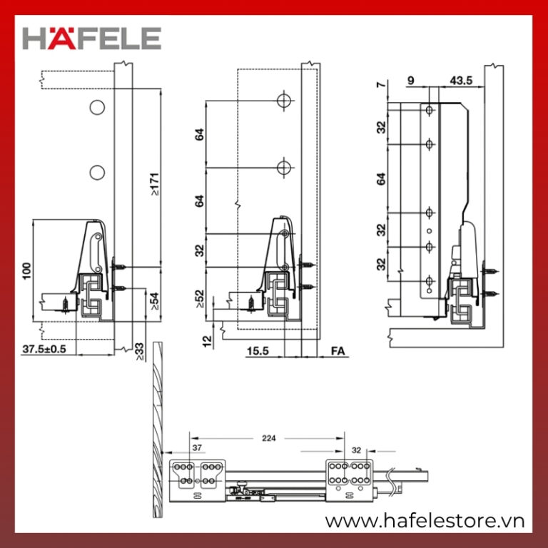 Ray Hộp Alto Giảm Chấn 500mm Hafele 552.79.785 chính hãng