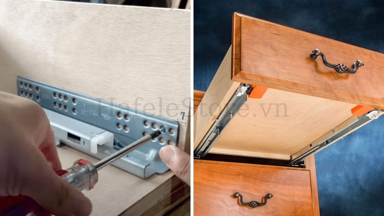 Cách lắp đặt Ray âm giảm chấn Hafele