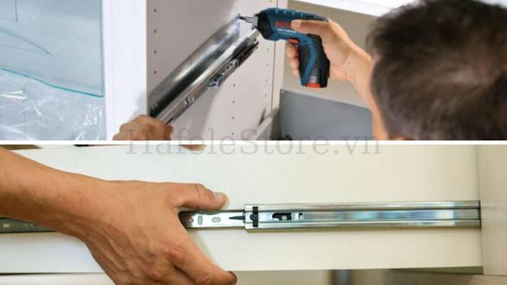 Cách lắp đặt Ray trượt bi Hafele