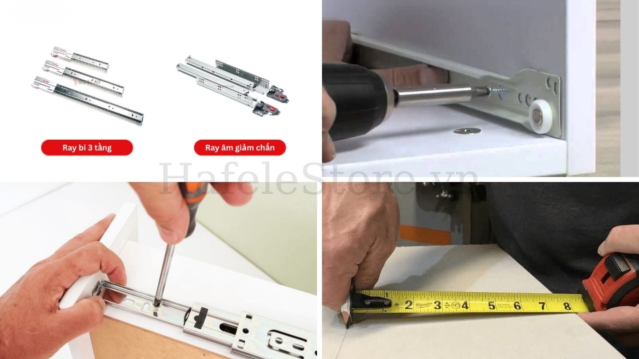 Dụng cụ cần chuẩn bị trước khi lắp đặt ray ngăn kéo