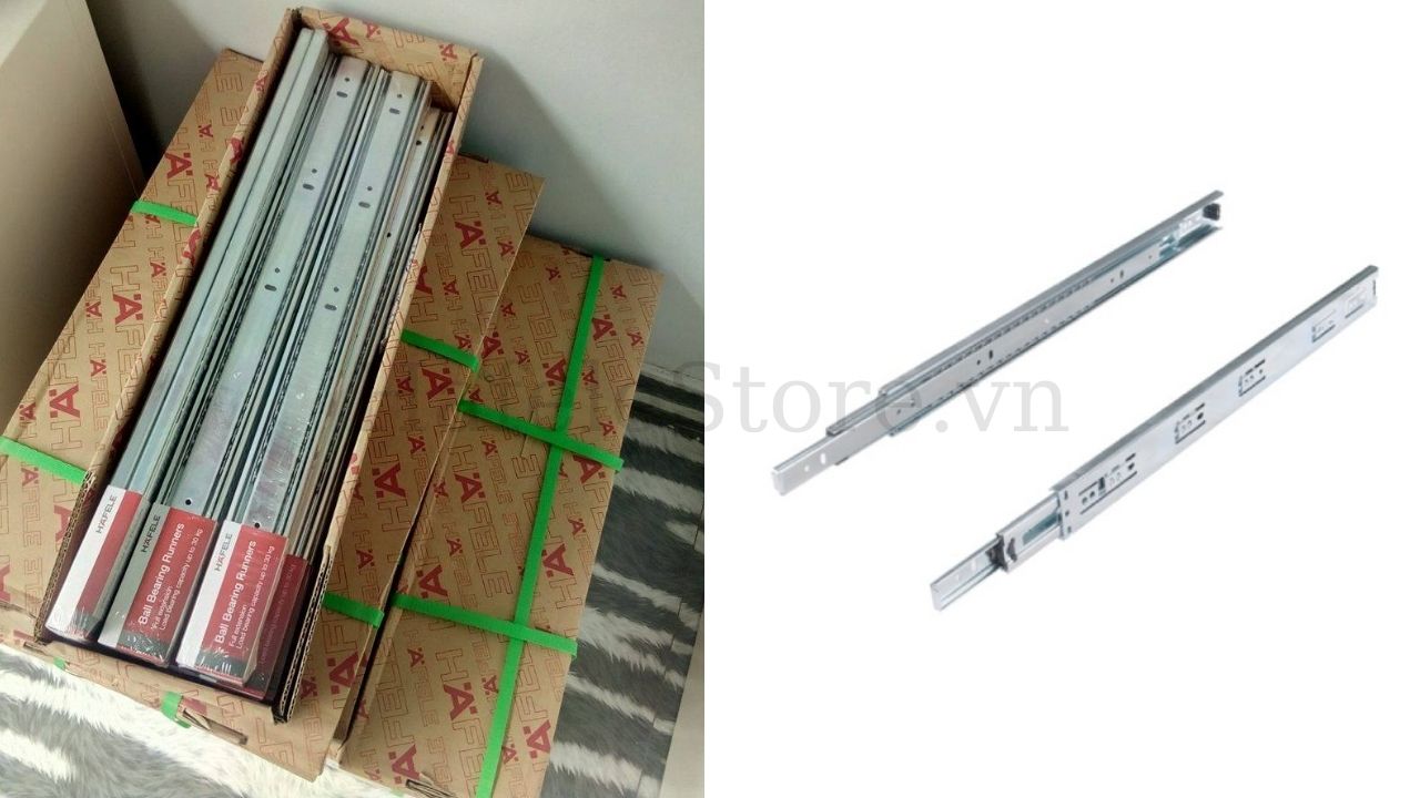 Ray bi không giảm chấn Hafele tải trọng 30kg (Màu mạ kẽm)