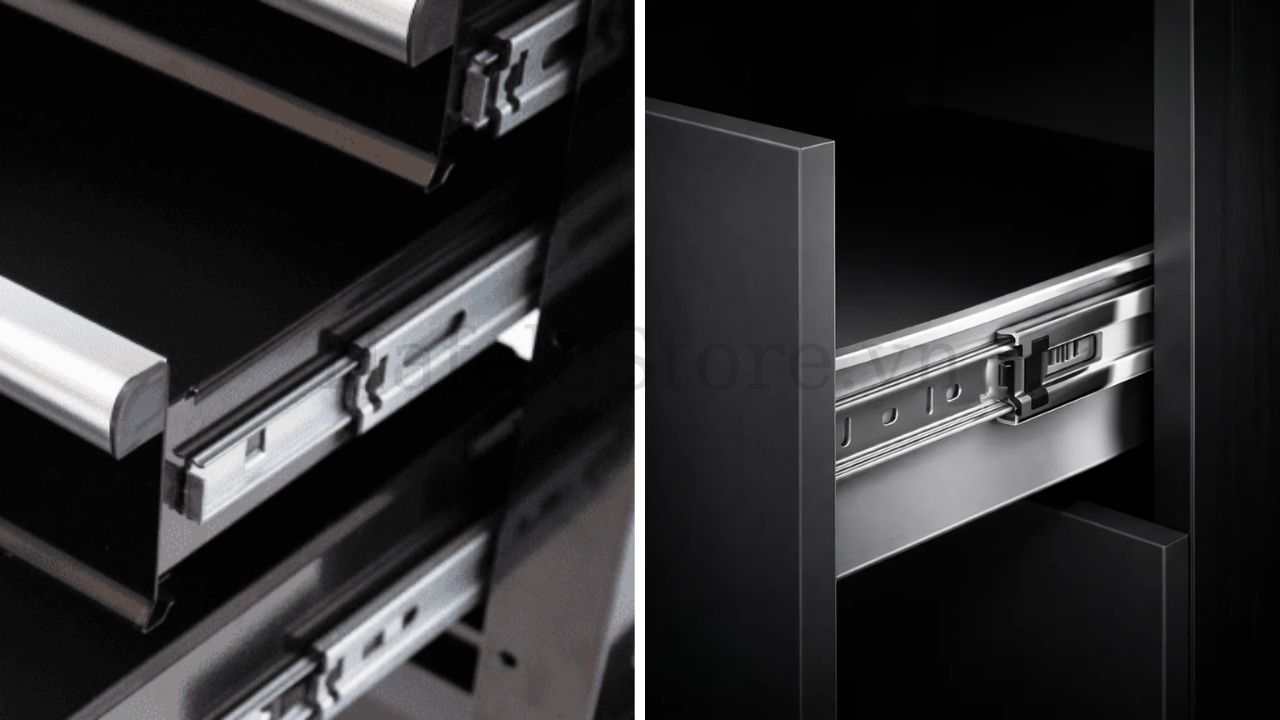 Ứng dụng thực tế của Ray bi trượt nhấn mở Hafele